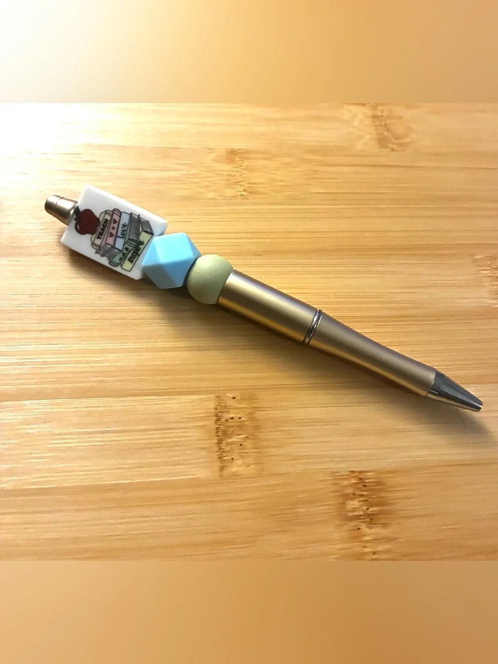 Teach Love Inspire Beaded Goldtone Pen